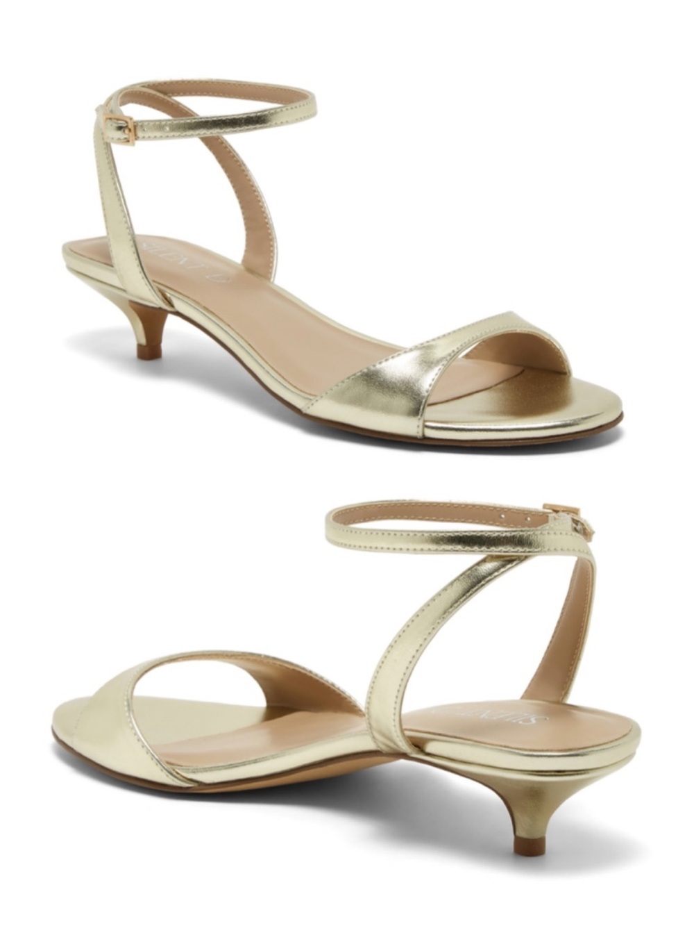 Anthropologie Silent D Terry Strappy Kitten Heels Slingback Champagne 36 5.5 NEW